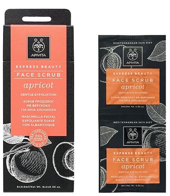 0028001 apivita express beauty new face scrub apricot 2x8ml