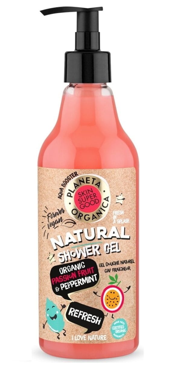 Natura Showergel Refresh Organic Passion Fruit   Peppermint 500ml