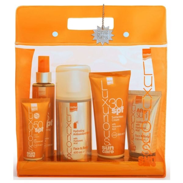 LUXURIOUS SUN Care Body Cream 15spf + Face Cream 50spf + Dark Tanning Oil + Antioxidant Mist + After Sun
