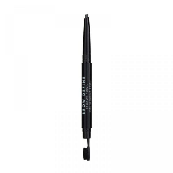 mua eyebrow pencil define with blending brush grey