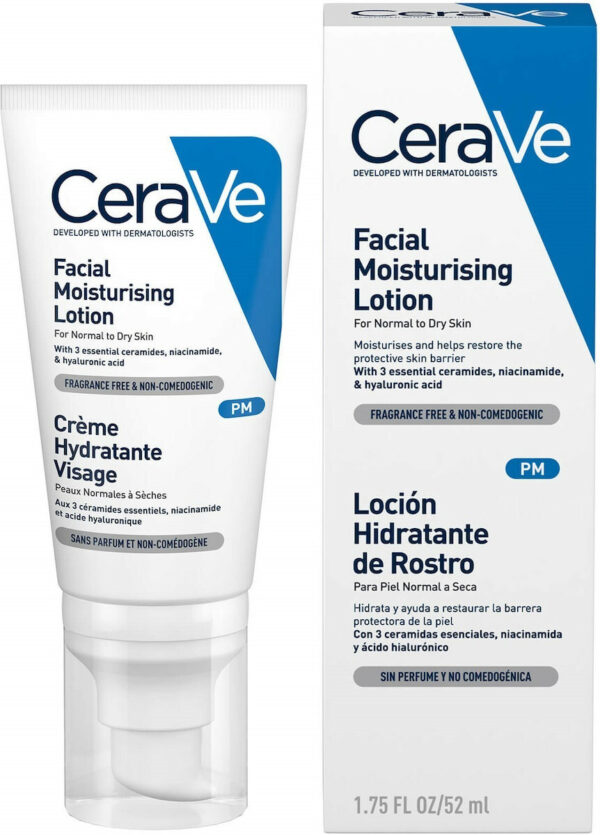 cerave facial moisturizing lotion Ενυδατική Κρέμα Προσώπου για Κανονικές/Ξηρές Επιδερμίδες, 52ml