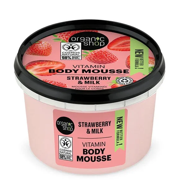 natura siberica organic shop body mousse strawberry yoghurt, 250ml