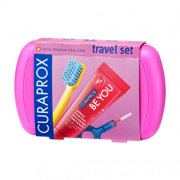curaprox travel set ΡΟΖ ΟΔΟΝΤ. ΜΕΣΟΔ.ΒΟΥΡΤΣ. be you 10ml