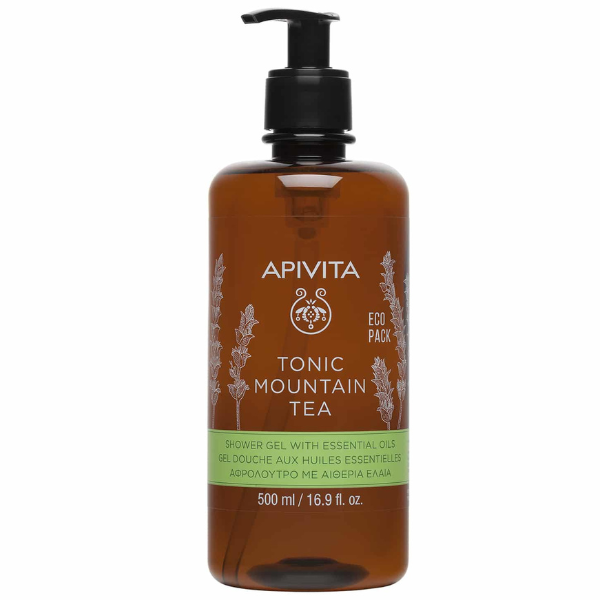 apivita tonic mountain tea shower gel eco pack 500ml