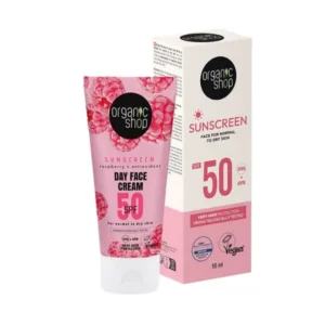 organic shop sunscreen body lotion 50spf+sunscreen day face cream 50spf normal dry skin 50ml promo25