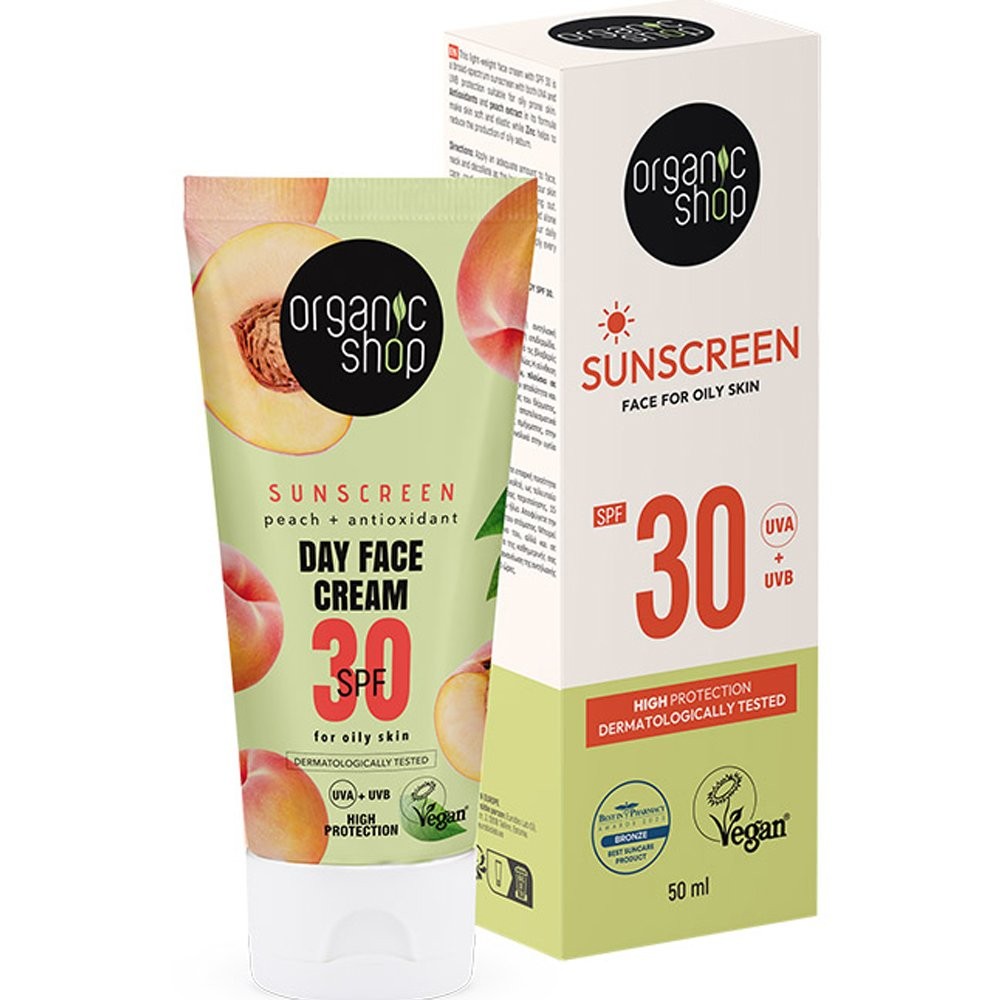 organic shop sunscreen face spf30 1+1 for oily skin