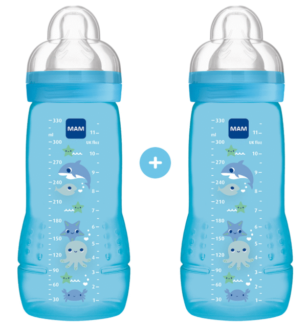 mam easy active baby bottle boy 2 x 330ml 4+ ΜΗΝΩΝ
