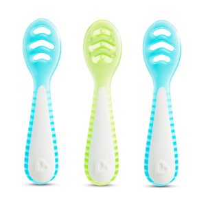 munchkin 3pk gentle dip self feeding spoon (blue grn)