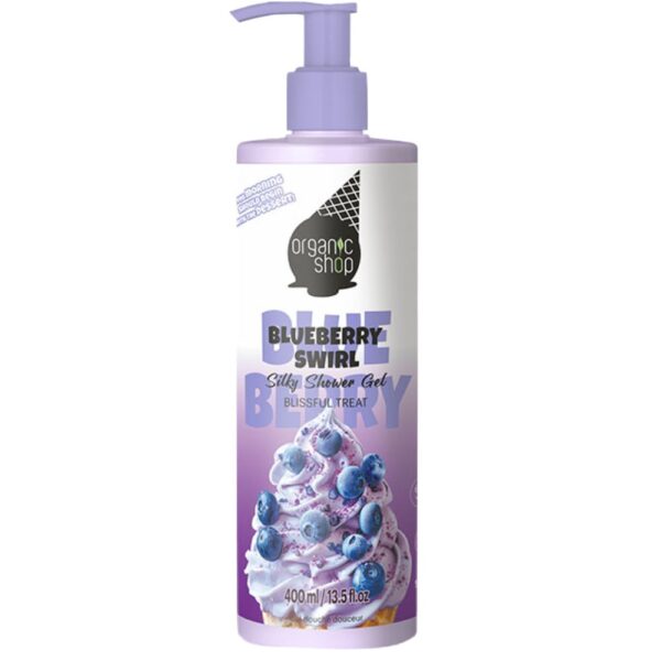 organic shop ice cream silky shower gel blueberry swirl, 400ml